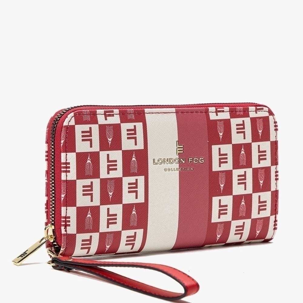 London Fog ADALIA SIGNATURE Zip Around Wallet in Brick **NWT**
